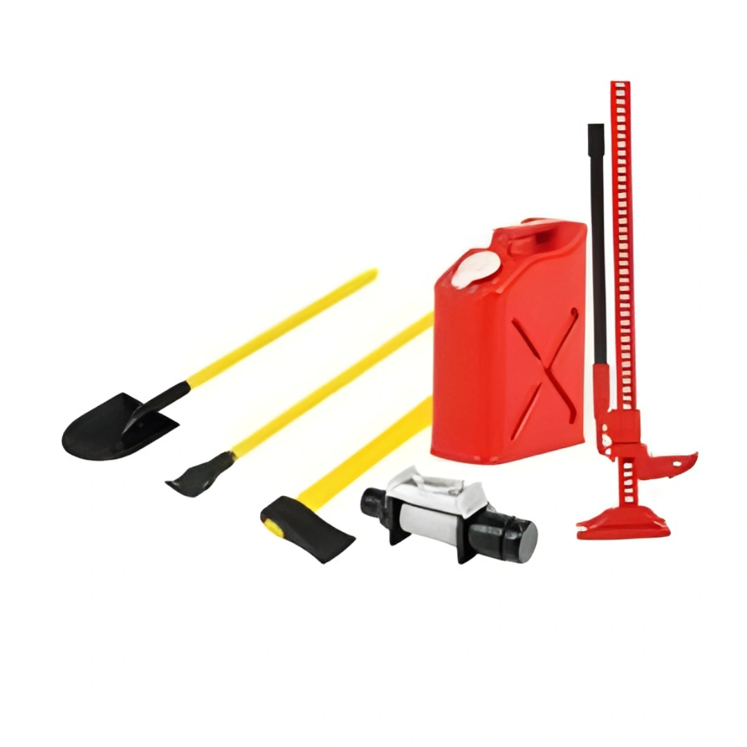 1/10th Scale Crawler Tool Set 6pcs with Tank Lift Jack Pick Rake Shovel VSKT790005R